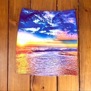 Sunset Ocean Printed Bandage Skirt